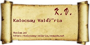 Kalocsay Valéria névjegykártya